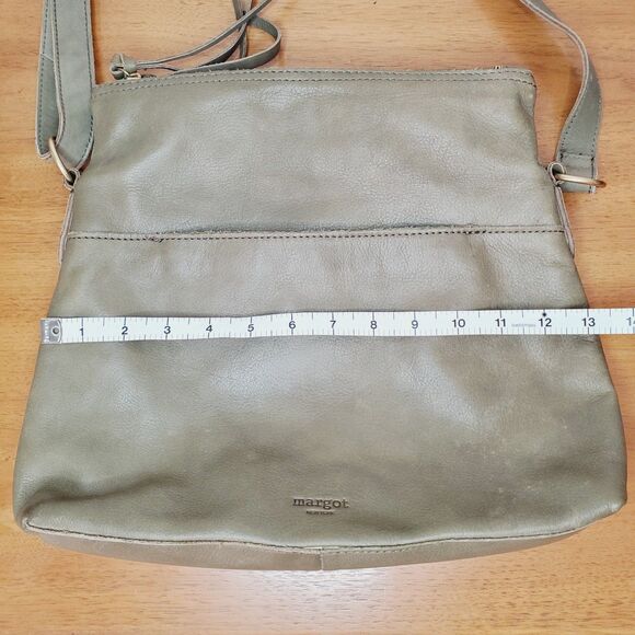 Margot Green Leather Hobo Purse Womens Slouchy Double Zip Cross body Casual Bag - Picture 10 of 12
